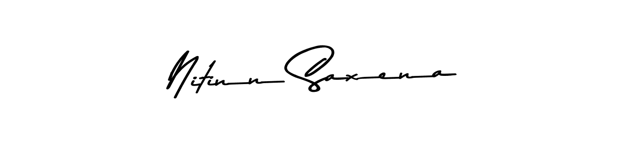 How to make Nitinn Saxena name signature. Use Asem Kandis PERSONAL USE style for creating short signs online. This is the latest handwritten sign. Nitinn Saxena signature style 9 images and pictures png