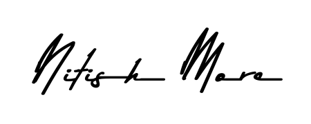 A modern signature idea for name Nitish More using Asem Kandis PERSONAL USE font. Clean strokes and elegant curves make it stand out instantly. Nitish More signature style 9 images and pictures png