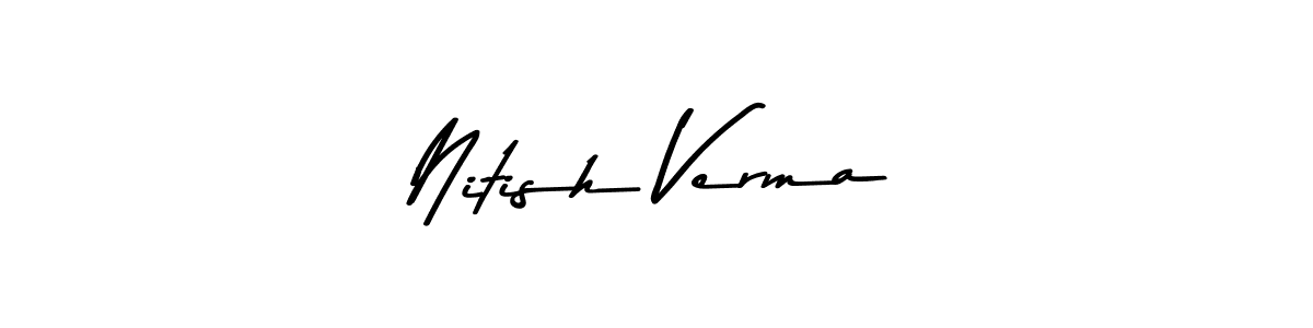 How to make Nitish Verma name signature. Use Asem Kandis PERSONAL USE style for creating short signs online. This is the latest handwritten sign. Nitish Verma signature style 9 images and pictures png