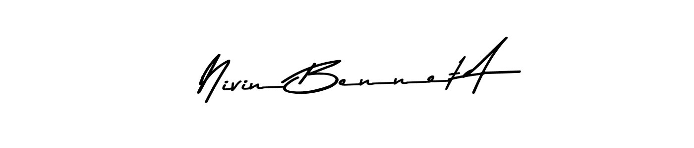 The best way (Asem Kandis PERSONAL USE) to make a short signature is to pick only two or three words in your name. The name Nivin Bennet A include a total of six letters. For converting this name. Nivin Bennet A signature style 9 images and pictures png