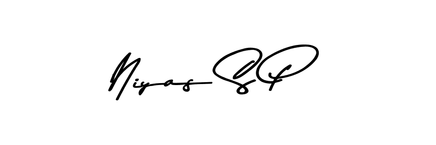 How to make Niyas S P name signature. Use Asem Kandis PERSONAL USE style for creating short signs online. This is the latest handwritten sign. Niyas S P signature style 9 images and pictures png