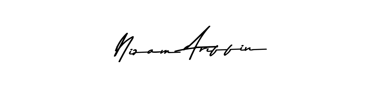 Create a beautiful signature design for name Nizam Ariffin. With this signature (Asem Kandis PERSONAL USE) fonts, you can make a handwritten signature for free. Nizam Ariffin signature style 9 images and pictures png