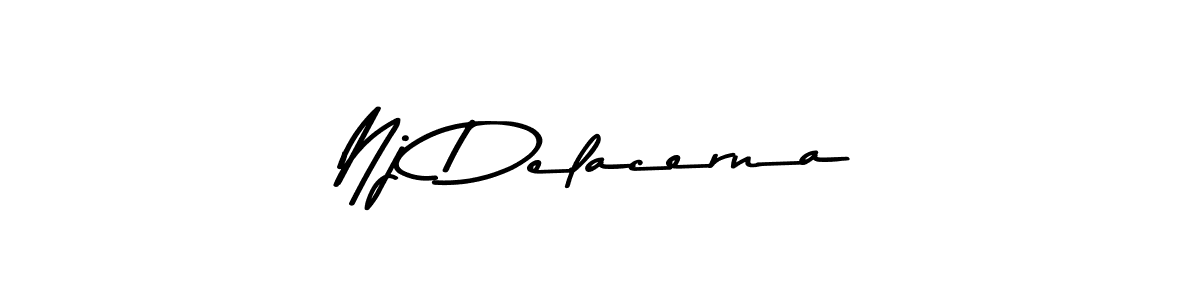 How to make Nj Delacerna name signature. Use Asem Kandis PERSONAL USE style for creating short signs online. This is the latest handwritten sign. Nj Delacerna signature style 9 images and pictures png