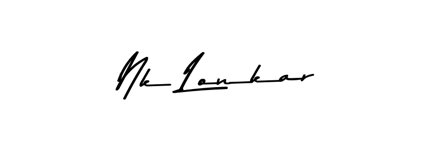 Create a beautiful signature design for name Nk Lonkar. With this signature (Asem Kandis PERSONAL USE) fonts, you can make a handwritten signature for free. Nk Lonkar signature style 9 images and pictures png