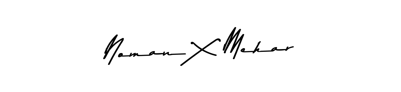 How to make Noman X Mehar name signature. Use Asem Kandis PERSONAL USE style for creating short signs online. This is the latest handwritten sign. Noman X Mehar signature style 9 images and pictures png