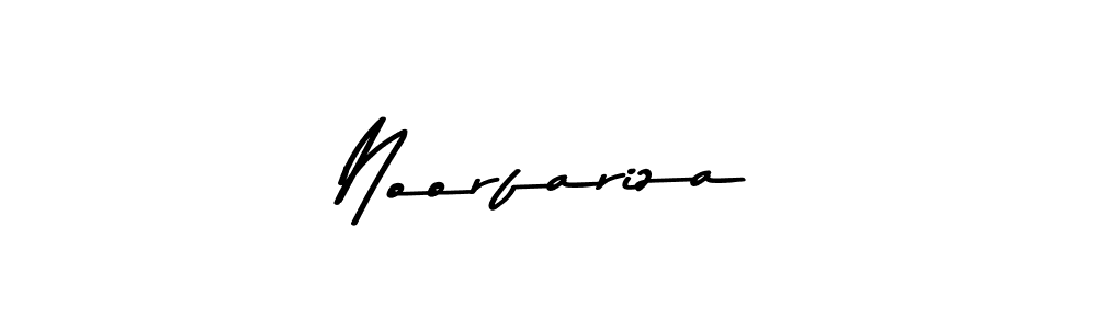 How to make Noorfariza name signature. Use Asem Kandis PERSONAL USE style for creating short signs online. This is the latest handwritten sign. Noorfariza signature style 9 images and pictures png