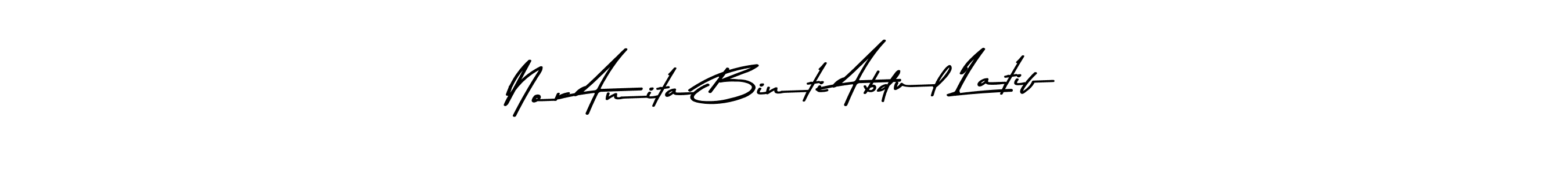 The best way (Asem Kandis PERSONAL USE) to make a short signature is to pick only two or three words in your name. The name Nor Anita Binti Abdul Latif include a total of six letters. For converting this name. Nor Anita Binti Abdul Latif signature style 9 images and pictures png