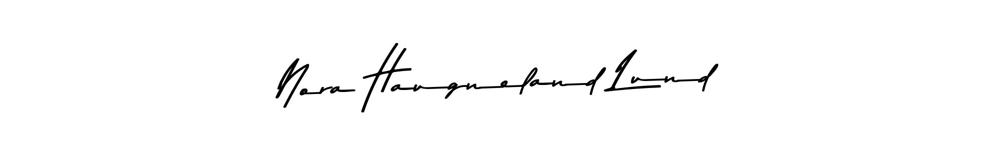 if you are searching for the best signature style for your name Nora Haugneland Lund. so please give up your signature search. here we have designed multiple signature styles  using Asem Kandis PERSONAL USE. Nora Haugneland Lund signature style 9 images and pictures png