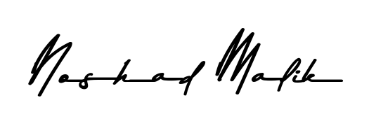 The Asem Kandis PERSONAL USE typeface gives name Noshad Malik a refined look. Suitable for certificates, diplomas, and official verification. Noshad Malik signature style 9 images and pictures png