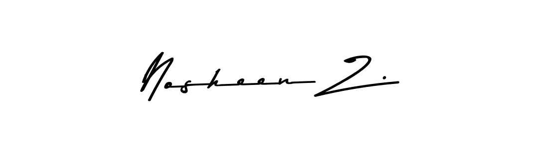 The best way (Asem Kandis PERSONAL USE) to make a short signature is to pick only two or three words in your name. The name Nosheen Z . include a total of six letters. For converting this name. Nosheen Z . signature style 9 images and pictures png