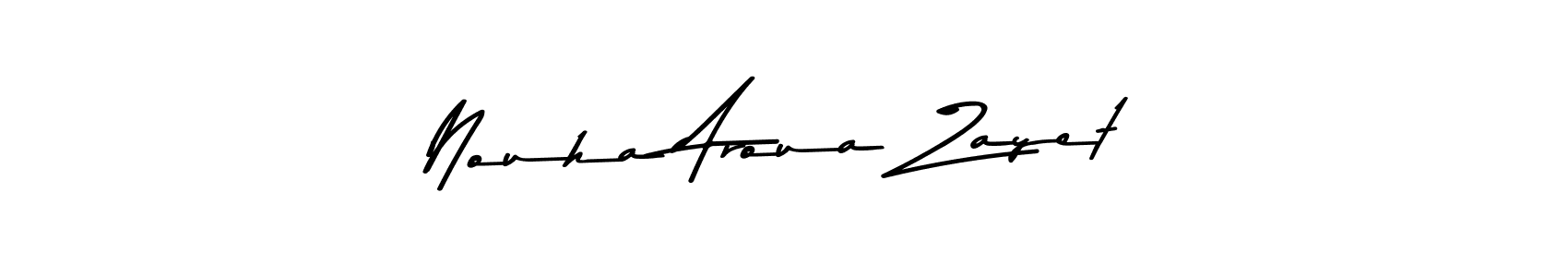 How to make Nouha Aroua Zayet name signature. Use Asem Kandis PERSONAL USE style for creating short signs online. This is the latest handwritten sign. Nouha Aroua Zayet signature style 9 images and pictures png