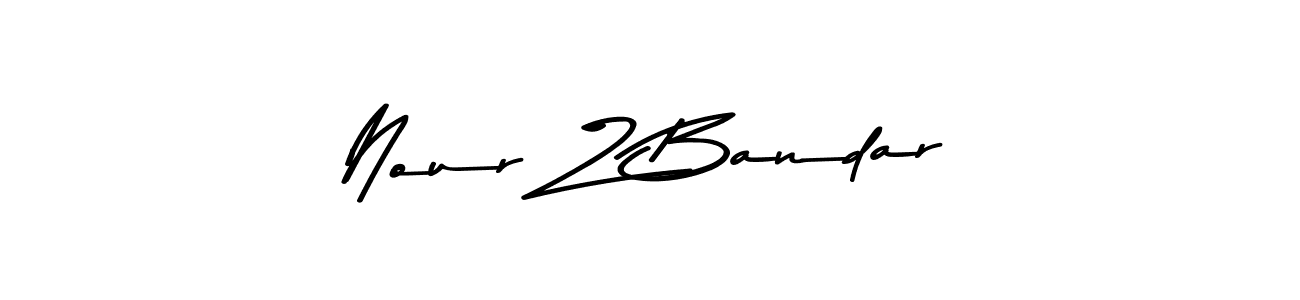 How to make Nour Z Bandar name signature. Use Asem Kandis PERSONAL USE style for creating short signs online. This is the latest handwritten sign. Nour Z Bandar signature style 9 images and pictures png