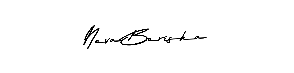 How to make Nova Berisha name signature. Use Asem Kandis PERSONAL USE style for creating short signs online. This is the latest handwritten sign. Nova Berisha signature style 9 images and pictures png