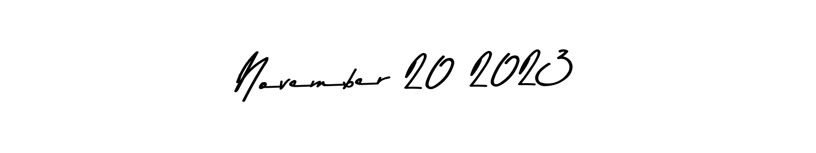 The best way (Asem Kandis PERSONAL USE) to make a short signature is to pick only two or three words in your name. The name November 20 2023 include a total of six letters. For converting this name. November 20 2023 signature style 9 images and pictures png