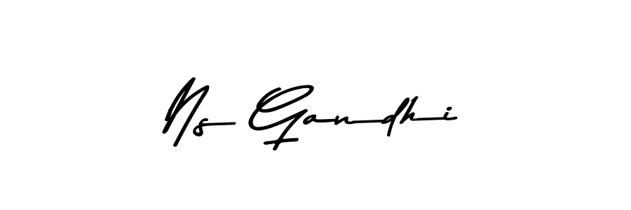 Create a beautiful signature design for name Ns Gandhi. With this signature (Asem Kandis PERSONAL USE) fonts, you can make a handwritten signature for free. Ns Gandhi signature style 9 images and pictures png