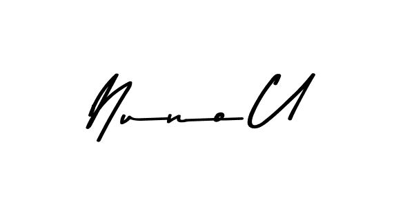 Make a beautiful signature design for name Nuno U. With this signature (Asem Kandis PERSONAL USE) style, you can create a handwritten signature for free. Nuno U signature style 9 images and pictures png