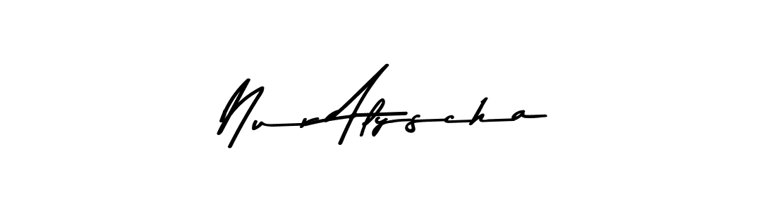 if you are searching for the best signature style for your name Nur Alyscha. so please give up your signature search. here we have designed multiple signature styles  using Asem Kandis PERSONAL USE. Nur Alyscha signature style 9 images and pictures png