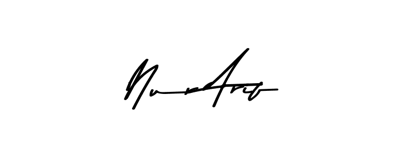 How to make Nur Arif name signature. Use Asem Kandis PERSONAL USE style for creating short signs online. This is the latest handwritten sign. Nur Arif signature style 9 images and pictures png