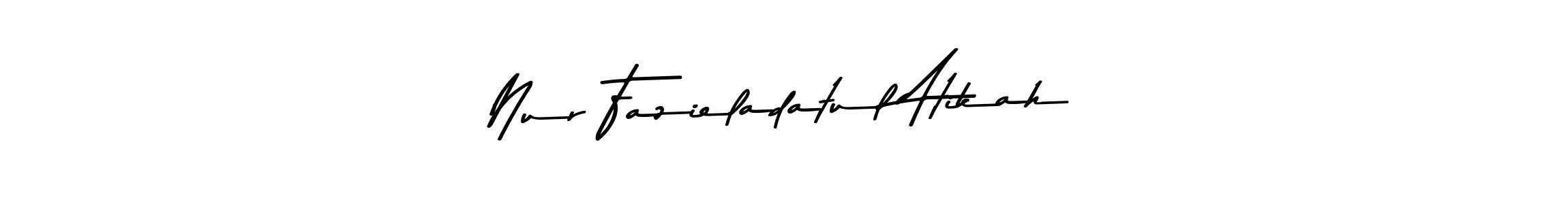 How to make Nur Fazieladatul Atikah name signature. Use Asem Kandis PERSONAL USE style for creating short signs online. This is the latest handwritten sign. Nur Fazieladatul Atikah signature style 9 images and pictures png