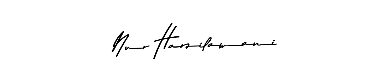 How to make Nur Harzilawani name signature. Use Asem Kandis PERSONAL USE style for creating short signs online. This is the latest handwritten sign. Nur Harzilawani signature style 9 images and pictures png