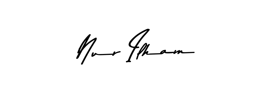 Create a beautiful signature design for name Nur Ilham. With this signature (Asem Kandis PERSONAL USE) fonts, you can make a handwritten signature for free. Nur Ilham signature style 9 images and pictures png