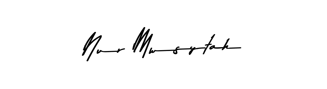 How to make Nur Mwsytah name signature. Use Asem Kandis PERSONAL USE style for creating short signs online. This is the latest handwritten sign. Nur Mwsytah signature style 9 images and pictures png