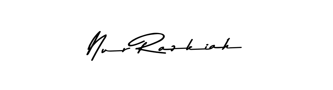 Make a beautiful signature design for name Nur Razkiah. With this signature (Asem Kandis PERSONAL USE) style, you can create a handwritten signature for free. Nur Razkiah signature style 9 images and pictures png