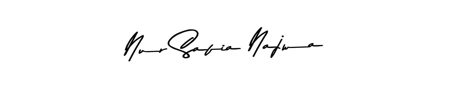 Make a beautiful signature design for name Nur Safia Najwa. With this signature (Asem Kandis PERSONAL USE) style, you can create a handwritten signature for free. Nur Safia Najwa signature style 9 images and pictures png