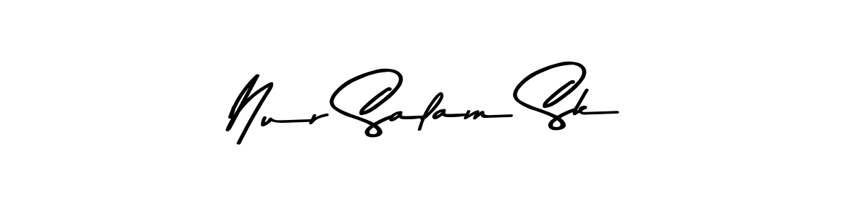 How to make Nur Salam Sk name signature. Use Asem Kandis PERSONAL USE style for creating short signs online. This is the latest handwritten sign. Nur Salam Sk signature style 9 images and pictures png