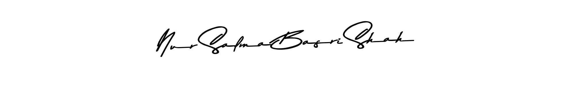 Create a beautiful signature design for name Nur Salma Basri Shah. With this signature (Asem Kandis PERSONAL USE) fonts, you can make a handwritten signature for free. Nur Salma Basri Shah signature style 9 images and pictures png