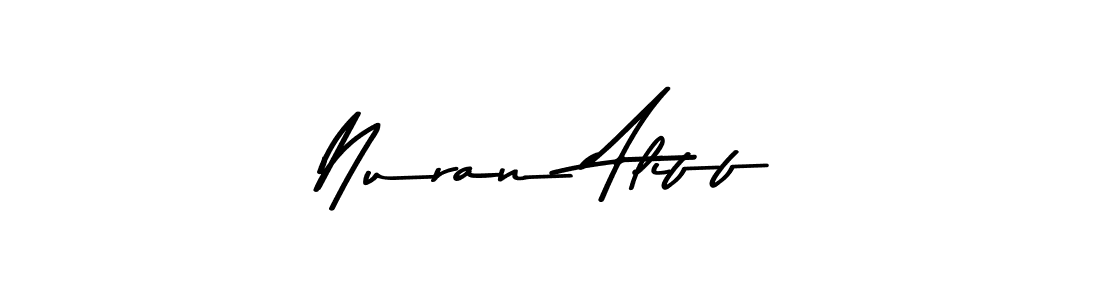 Make a beautiful signature design for name Nuran Aliff. With this signature (Asem Kandis PERSONAL USE) style, you can create a handwritten signature for free. Nuran Aliff signature style 9 images and pictures png