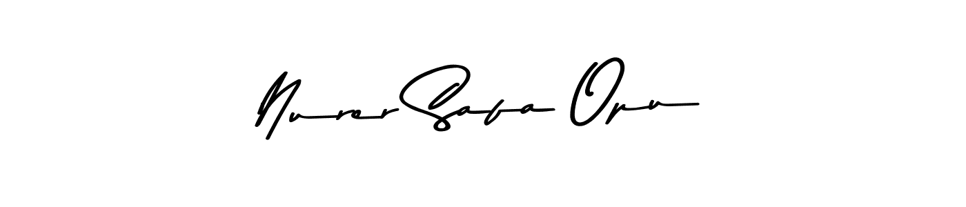 The best way (Asem Kandis PERSONAL USE) to make a short signature is to pick only two or three words in your name. The name Nurer Safa Opu include a total of six letters. For converting this name. Nurer Safa Opu signature style 9 images and pictures png