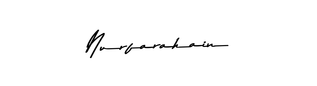 How to make Nurfarahain name signature. Use Asem Kandis PERSONAL USE style for creating short signs online. This is the latest handwritten sign. Nurfarahain signature style 9 images and pictures png