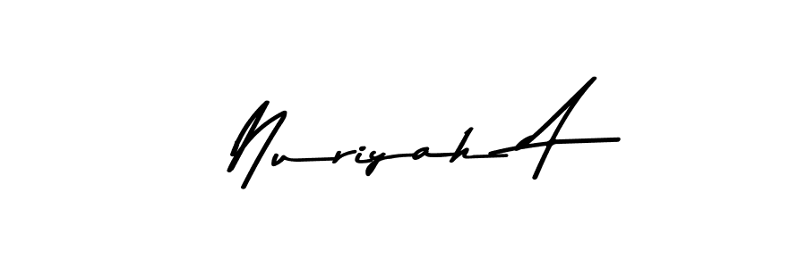How to make Nuriyah A name signature. Use Asem Kandis PERSONAL USE style for creating short signs online. This is the latest handwritten sign. Nuriyah A signature style 9 images and pictures png