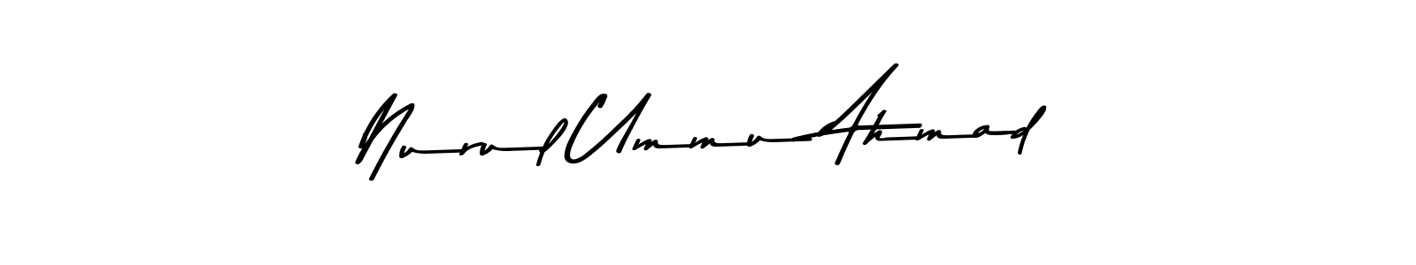 How to make Nurul Ummu Ahmad name signature. Use Asem Kandis PERSONAL USE style for creating short signs online. This is the latest handwritten sign. Nurul Ummu Ahmad signature style 9 images and pictures png