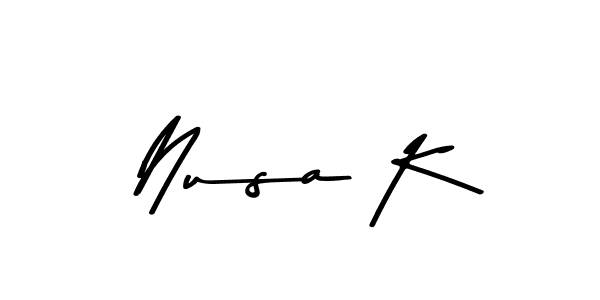 Make a beautiful signature design for name Nusa K. With this signature (Asem Kandis PERSONAL USE) style, you can create a handwritten signature for free. Nusa K signature style 9 images and pictures png