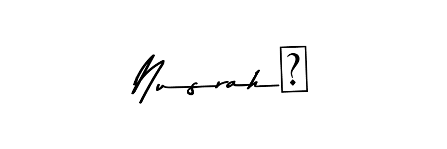 Also You can easily find your signature by using the search form. We will create Nusrah❤ name handwritten signature images for you free of cost using Asem Kandis PERSONAL USE sign style. Nusrah❤ signature style 9 images and pictures png
