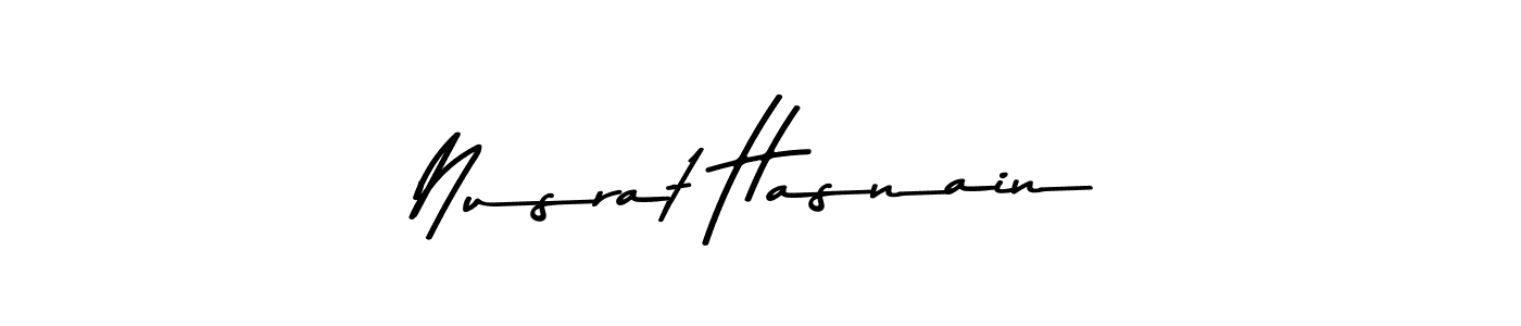 Make a beautiful signature design for name Nusrat Hasnain. With this signature (Asem Kandis PERSONAL USE) style, you can create a handwritten signature for free. Nusrat Hasnain signature style 9 images and pictures png