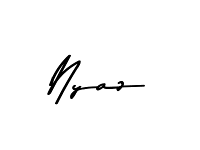 Create a beautiful signature design for name Nyaz. With this signature (Asem Kandis PERSONAL USE) fonts, you can make a handwritten signature for free. Nyaz signature style 9 images and pictures png