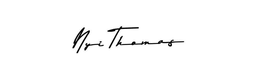 How to make Nyi Thomas name signature. Use Asem Kandis PERSONAL USE style for creating short signs online. This is the latest handwritten sign. Nyi Thomas signature style 9 images and pictures png