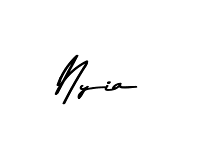 How to make Nyia name signature. Use Asem Kandis PERSONAL USE style for creating short signs online. This is the latest handwritten sign. Nyia signature style 9 images and pictures png