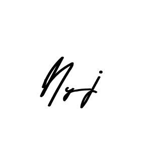 Make a beautiful signature design for name Nyj. With this signature (Asem Kandis PERSONAL USE) style, you can create a handwritten signature for free. Nyj signature style 9 images and pictures png