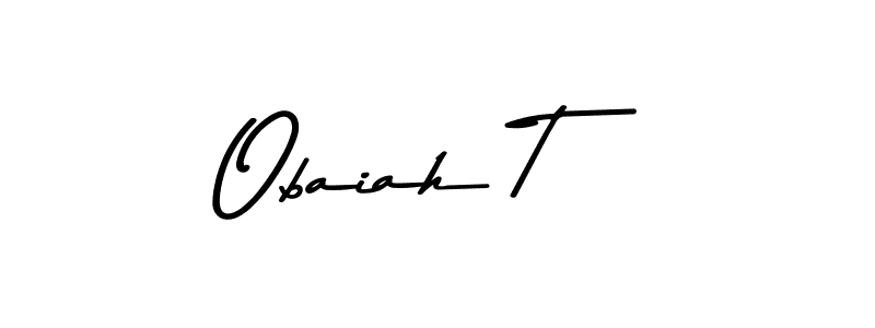 How to make Obaiah T name signature. Use Asem Kandis PERSONAL USE style for creating short signs online. This is the latest handwritten sign. Obaiah T signature style 9 images and pictures png