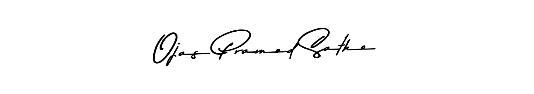 How to make Ojas Pramod Sathe name signature. Use Asem Kandis PERSONAL USE style for creating short signs online. This is the latest handwritten sign. Ojas Pramod Sathe signature style 9 images and pictures png
