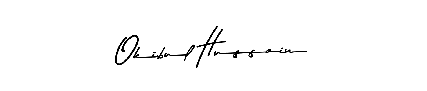 Create a beautiful signature design for name Okibul Hussain. With this signature (Asem Kandis PERSONAL USE) fonts, you can make a handwritten signature for free. Okibul Hussain signature style 9 images and pictures png