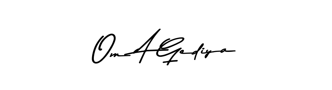 The best way (Asem Kandis PERSONAL USE) to make a short signature is to pick only two or three words in your name. The name Om A Gediya include a total of six letters. For converting this name. Om A Gediya signature style 9 images and pictures png