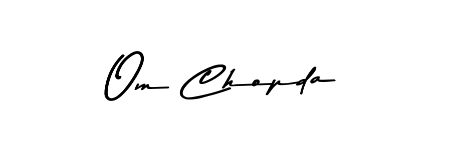 Create a beautiful signature design for name Om Chopda. With this signature (Asem Kandis PERSONAL USE) fonts, you can make a handwritten signature for free. Om Chopda signature style 9 images and pictures png