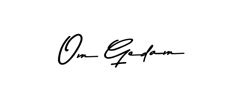 This is the best signature style for the Om Gedam name. Also you like these signature font (Asem Kandis PERSONAL USE). Mix name signature. Om Gedam signature style 9 images and pictures png