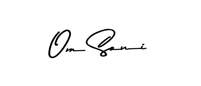 Create a beautiful signature design for name Om Soni. With this signature (Asem Kandis PERSONAL USE) fonts, you can make a handwritten signature for free. Om Soni signature style 9 images and pictures png