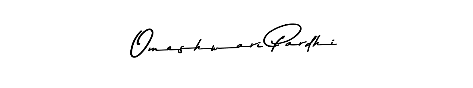 Create a beautiful signature design for name Omeshwari Pardhi. With this signature (Asem Kandis PERSONAL USE) fonts, you can make a handwritten signature for free. Omeshwari Pardhi signature style 9 images and pictures png